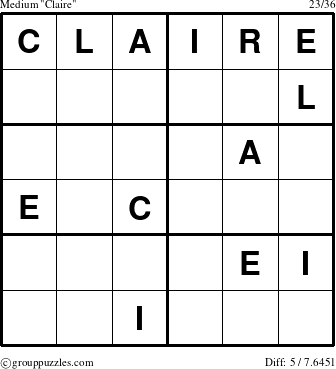 The grouppuzzles.com Medium Claire puzzle for 