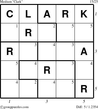 The grouppuzzles.com Medium Clark puzzle for , suitable for printing, with all 5 steps marked