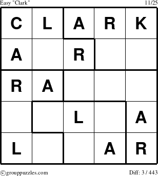 The grouppuzzles.com Easy Clark puzzle for 