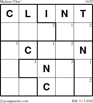 The grouppuzzles.com Medium Clint puzzle for  with the first 3 steps marked