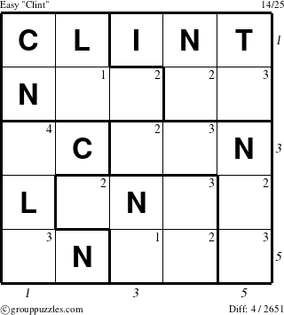 The grouppuzzles.com Easy Clint puzzle for  with all 4 steps marked