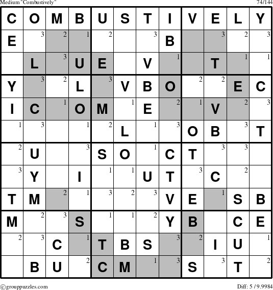 The grouppuzzles.com Medium Combustively puzzle for  with the first 3 steps marked