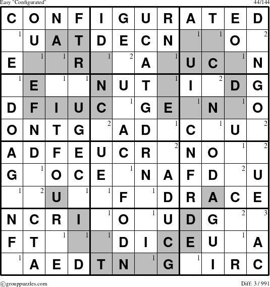 The grouppuzzles.com Easy Configurated puzzle for  with the first 3 steps marked