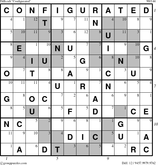 The grouppuzzles.com Difficult Configurated puzzle for  with all 12 steps marked