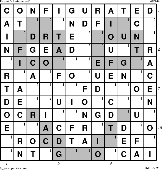 The grouppuzzles.com Easiest Configurated puzzle for  with all 2 steps marked