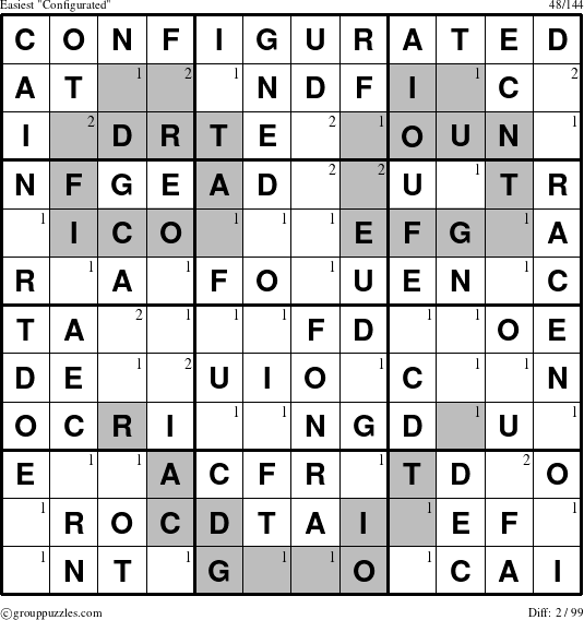 The grouppuzzles.com Easiest Configurated puzzle for  with the first 2 steps marked