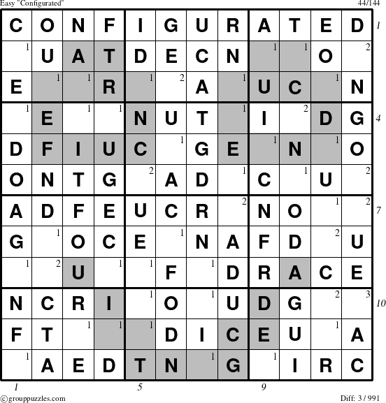 The grouppuzzles.com Easy Configurated puzzle for  with all 3 steps marked