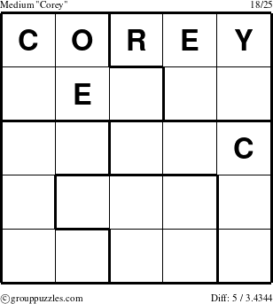 The grouppuzzles.com Medium Corey puzzle for 