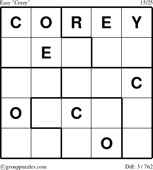 The grouppuzzles.com Easy Corey puzzle for 