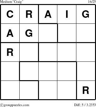 The grouppuzzles.com Medium Craig puzzle for 