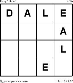 The grouppuzzles.com Easy Dale puzzle for 