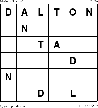 The grouppuzzles.com Medium Dalton puzzle for 