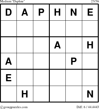 The grouppuzzles.com Medium Daphne puzzle for 