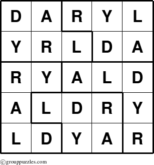 The grouppuzzles.com Answer grid for the Daryl puzzle for 