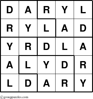 The grouppuzzles.com Answer grid for the Daryl puzzle for 