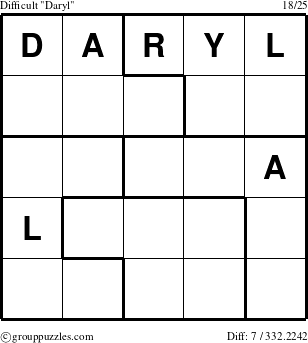 The grouppuzzles.com Difficult Daryl puzzle for 