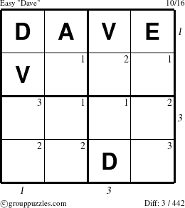 The grouppuzzles.com Easy Dave puzzle for  with all 3 steps marked