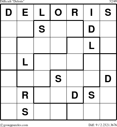 The grouppuzzles.com Difficult Deloris puzzle for 