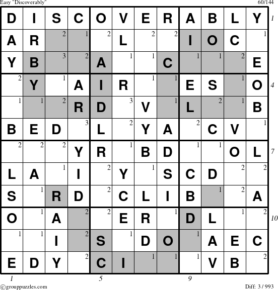 The grouppuzzles.com Easy Discoverably puzzle for , suitable for printing, with all 3 steps marked