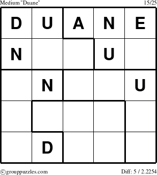 The grouppuzzles.com Medium Duane puzzle for 