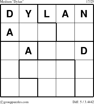 The grouppuzzles.com Medium Dylan puzzle for 