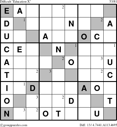 The grouppuzzles.com Difficult Education-X-c1 puzzle for  with the first 3 steps marked