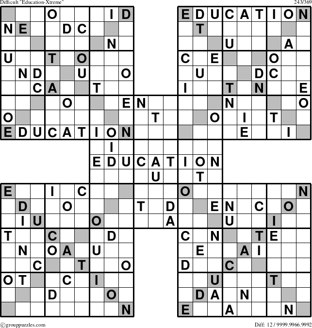 The grouppuzzles.com Difficult Education-Xtreme puzzle for 