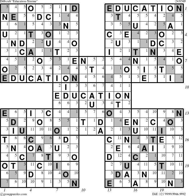 The grouppuzzles.com Difficult Education-Xtreme puzzle for , suitable for printing, with all 12 steps marked