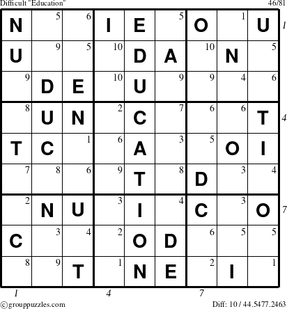 The grouppuzzles.com Difficult Education-c5 puzzle for , suitable for printing, with all 10 steps marked