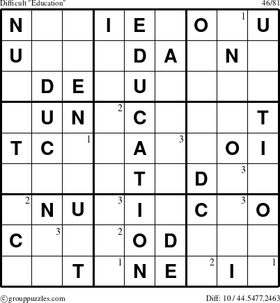 The grouppuzzles.com Difficult Education-c5 puzzle for  with the first 3 steps marked