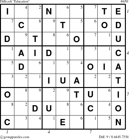 The grouppuzzles.com Difficult Education-c9 puzzle for , suitable for printing, with all 9 steps marked