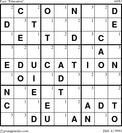 The grouppuzzles.com Easy Education-r5 puzzle for  with the first 3 steps marked