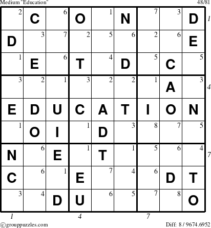 The grouppuzzles.com Medium Education-r5 puzzle for , suitable for printing, with all 8 steps marked