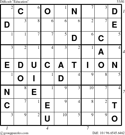 The grouppuzzles.com Difficult Education-r5 puzzle for , suitable for printing, with all 10 steps marked