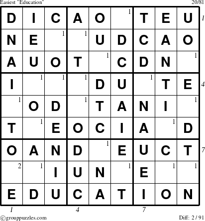 The grouppuzzles.com Easiest Education-r9 puzzle for , suitable for printing, with all 2 steps marked