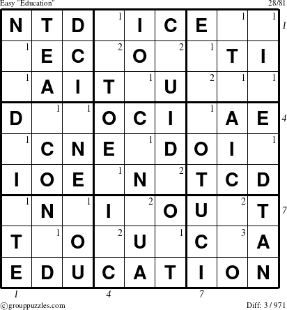 The grouppuzzles.com Easy Education-r9 puzzle for , suitable for printing, with all 3 steps marked