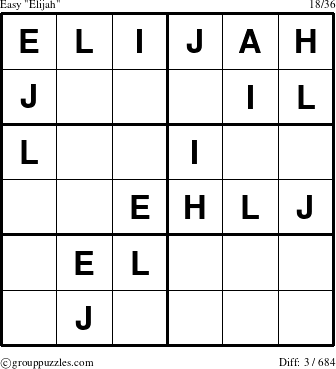 The grouppuzzles.com Easy Elijah puzzle for 