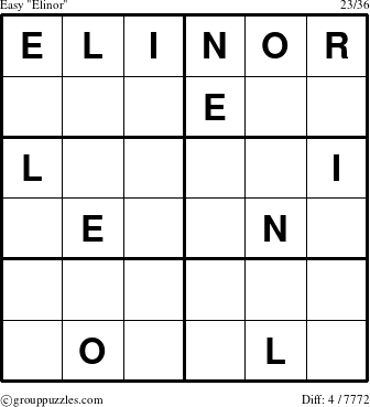 The grouppuzzles.com Easy Elinor puzzle for 