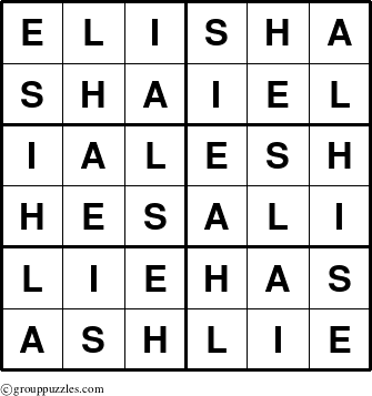 The grouppuzzles.com Answer grid for the Elisha puzzle for 