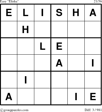 The grouppuzzles.com Easy Elisha puzzle for 