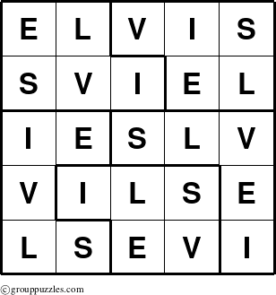 The grouppuzzles.com Answer grid for the Elvis puzzle for 