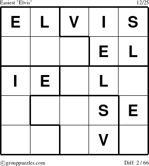 The grouppuzzles.com Easiest Elvis puzzle for 