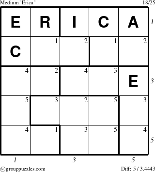 The grouppuzzles.com Medium Erica puzzle for  with all 5 steps marked