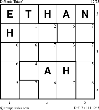 The grouppuzzles.com Difficult Ethan puzzle for , suitable for printing, with all 7 steps marked