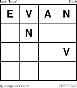 The grouppuzzles.com Easy Evan puzzle for 