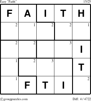 The grouppuzzles.com Easy Faith puzzle for  with the first 3 steps marked