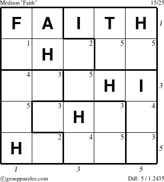 The grouppuzzles.com Medium Faith puzzle for , suitable for printing, with all 5 steps marked