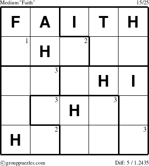 The grouppuzzles.com Medium Faith puzzle for  with the first 3 steps marked