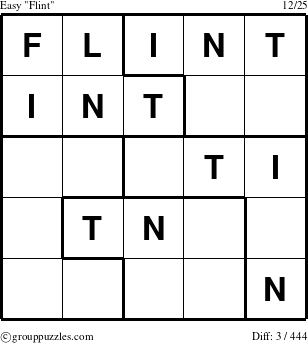 The grouppuzzles.com Easy Flint puzzle for 