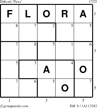 The grouppuzzles.com Difficult Flora puzzle for , suitable for printing, with all 8 steps marked